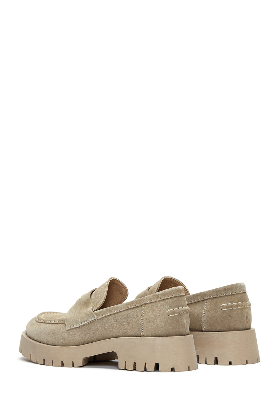 Women's Beige Suede Leather Masculine Loafer