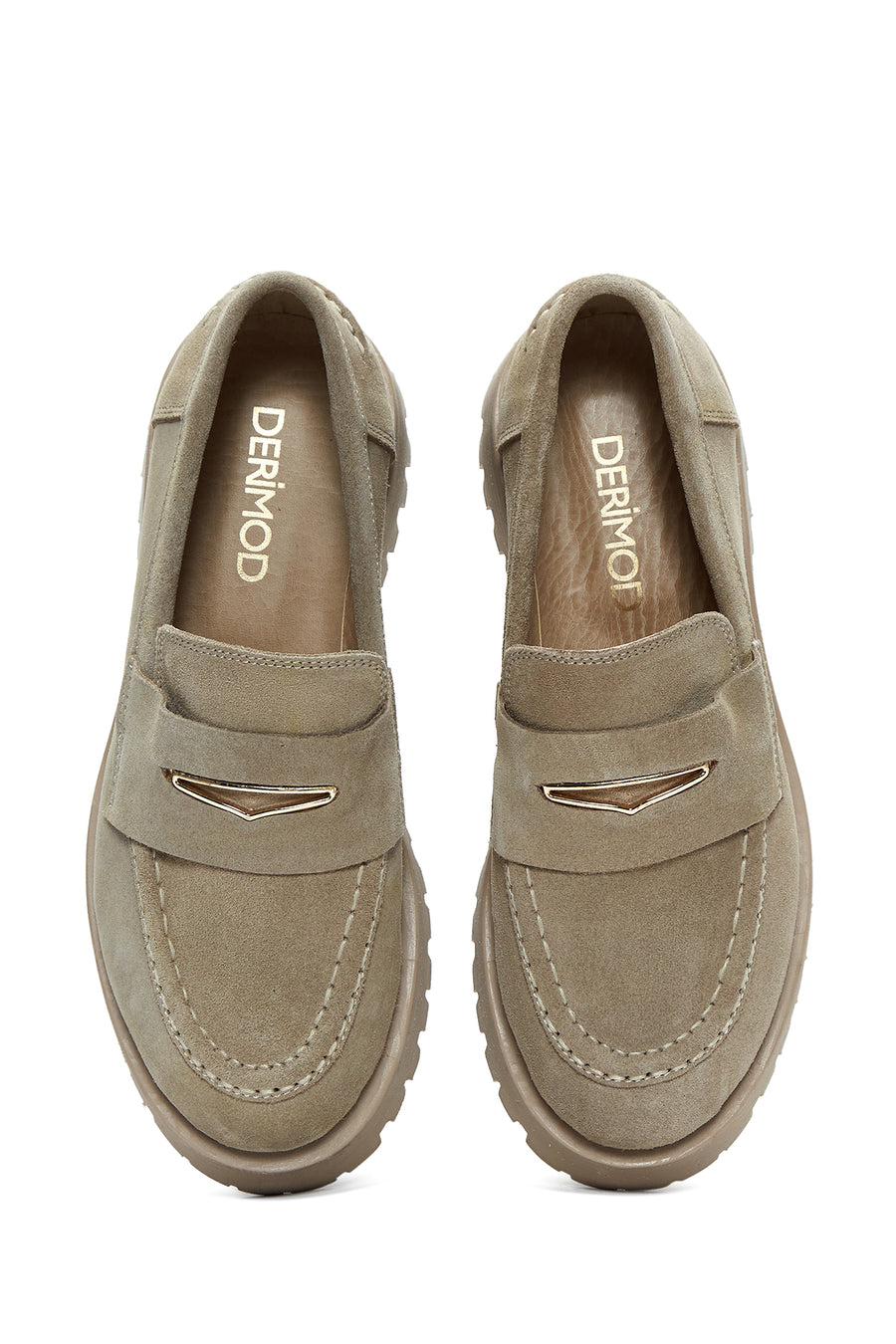 Women's Beige Suede Leather Masculine Loafer