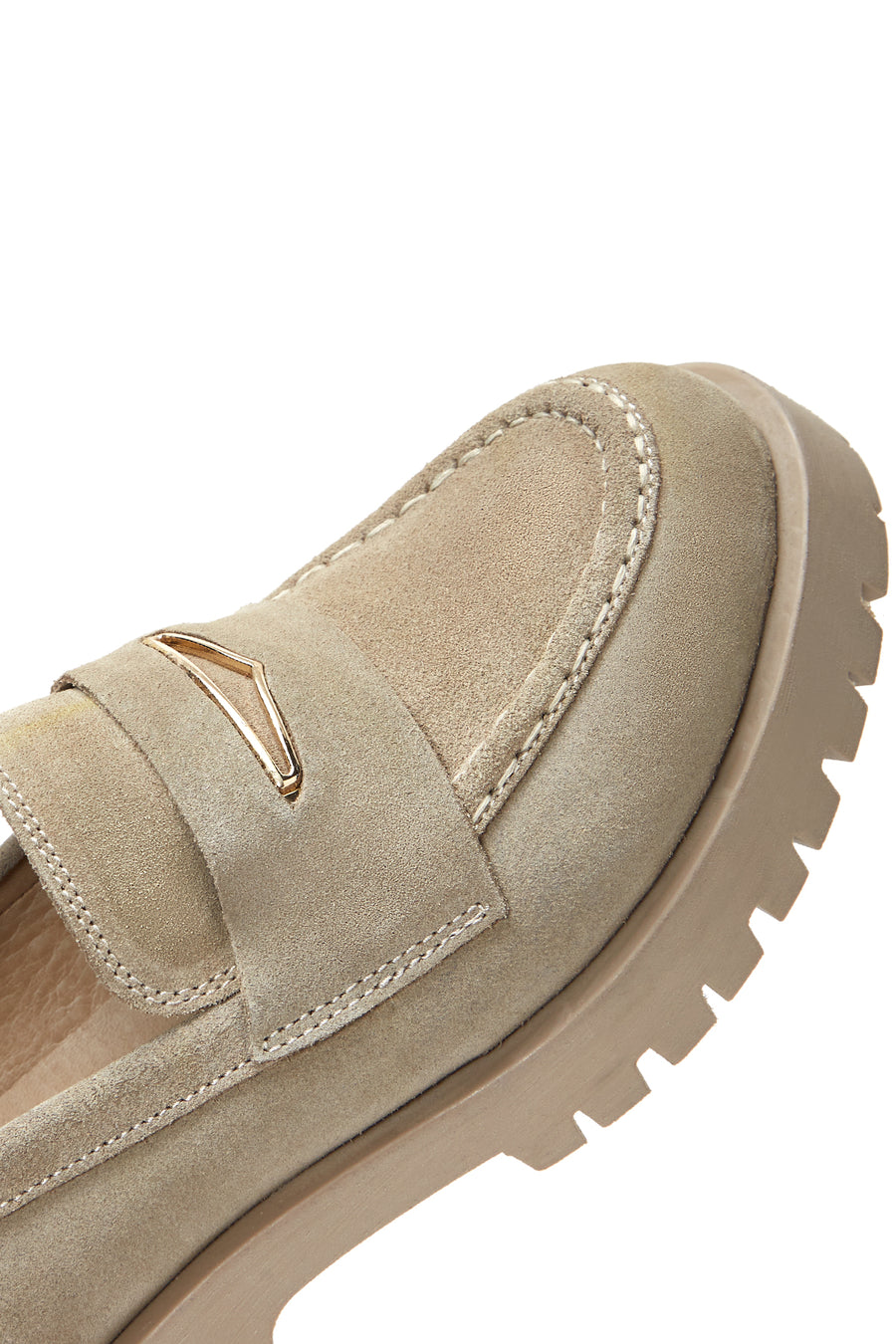 Women's Beige Suede Leather Masculine Loafer