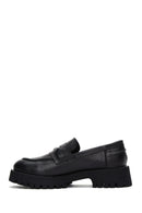 Women's Black Leather Masculine Loafer | Derimod