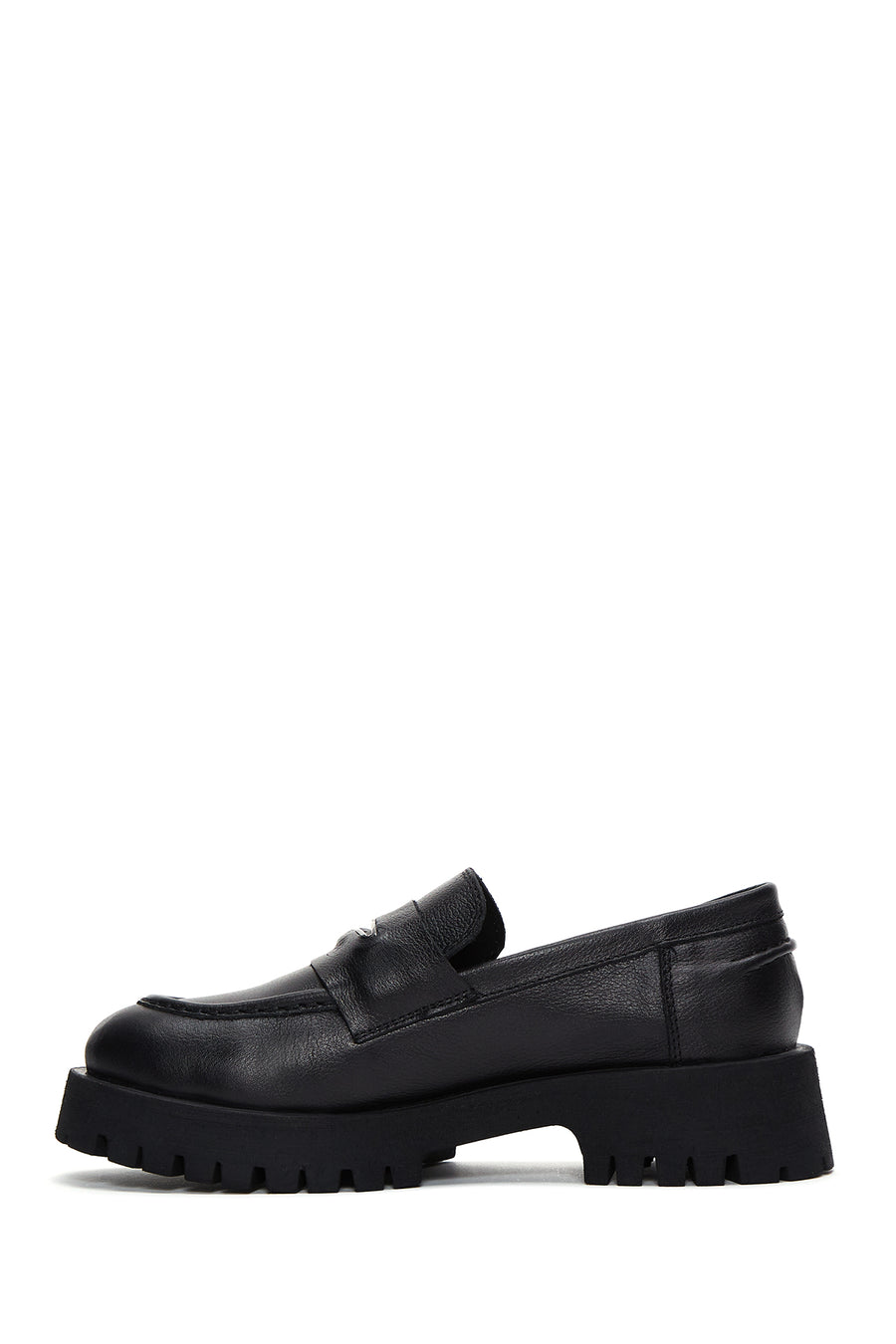Women's Black Leather Masculine Loafer