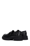 Women's Black Leather Masculine Loafer | Derimod