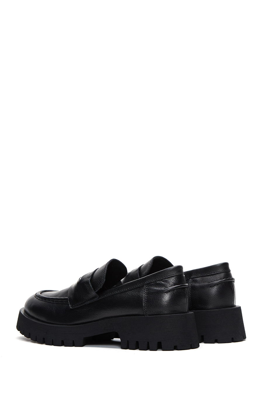 Women's Black Leather Masculine Loafer