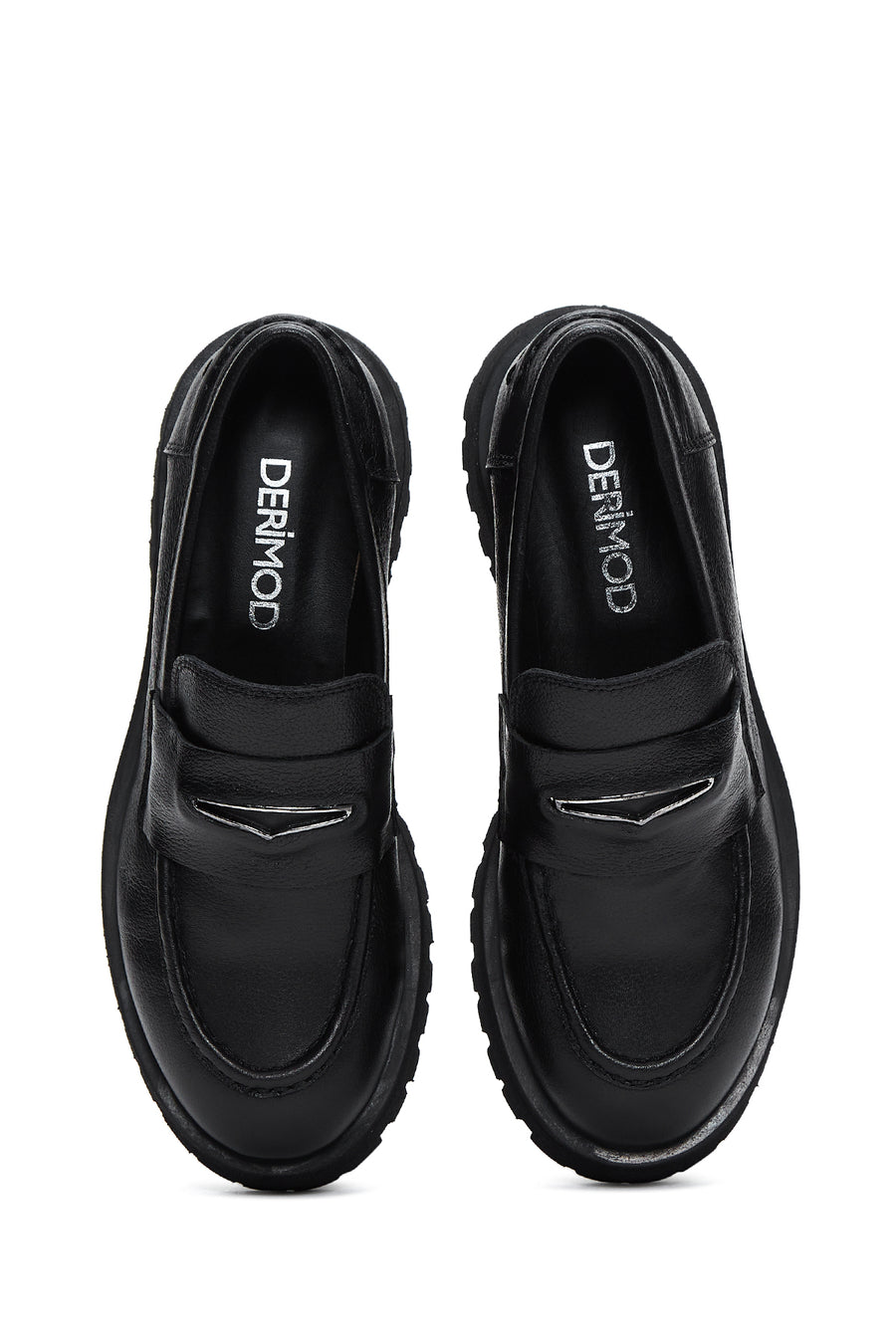 Women's Black Leather Masculine Loafer