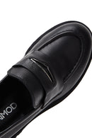 Women's Black Leather Masculine Loafer | Derimod
