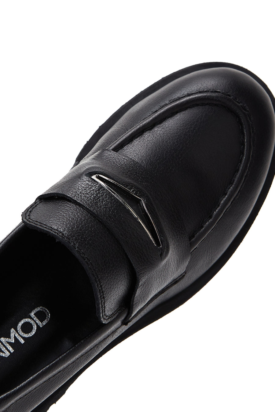 Women's Black Leather Masculine Loafer