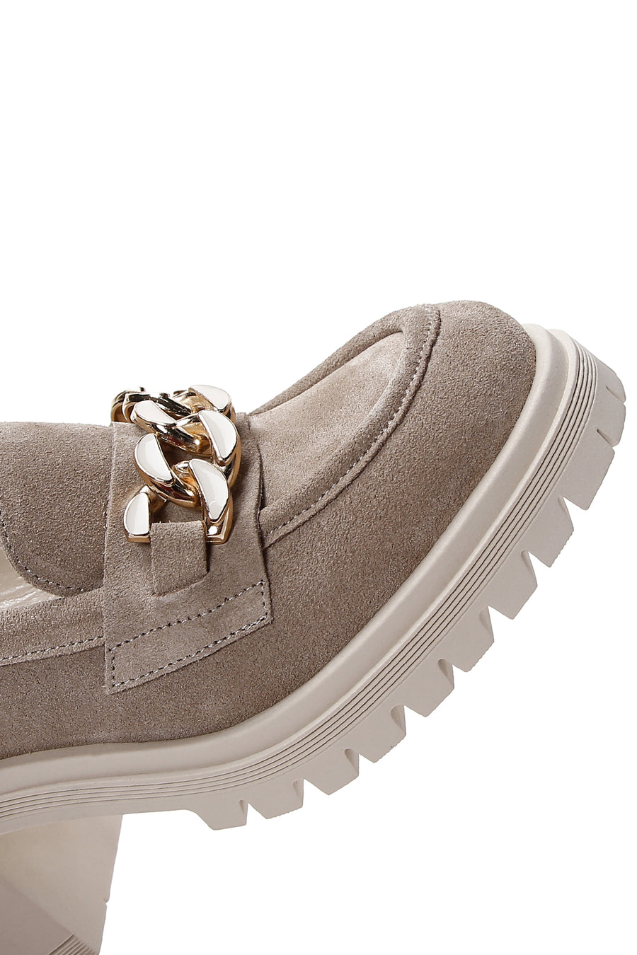 Kadın Bej Süet Deri Topuklu Loafer