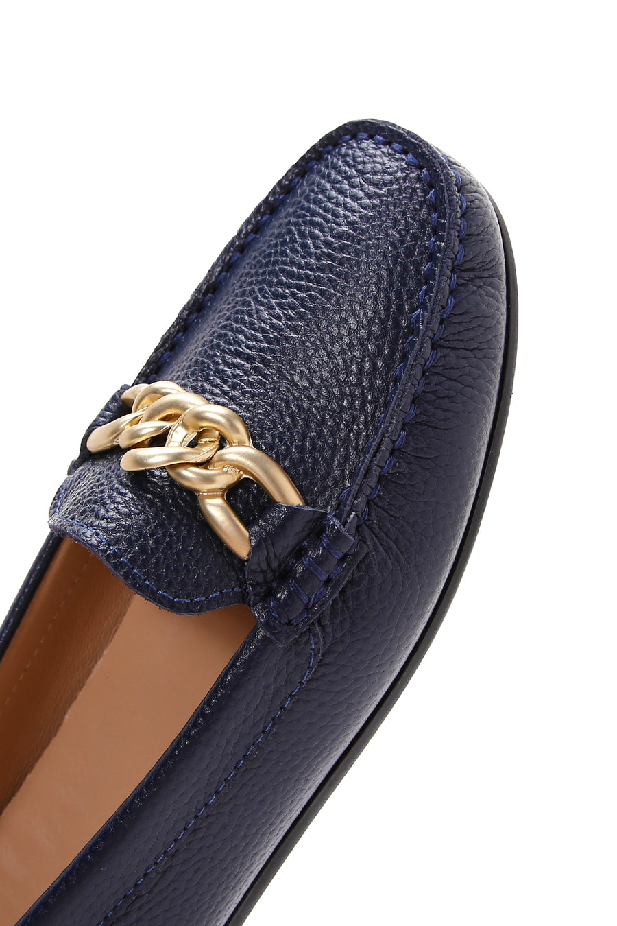Women's Navy Blue Leather Buckle Loafer