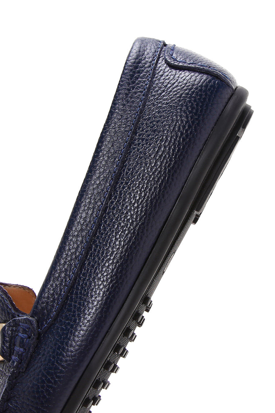 Women's Navy Blue Leather Buckle Loafer