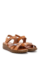 Women's Tan Leather Comfort Sandals | Derimod
