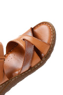 Women's Tan Leather Comfort Sandals | Derimod