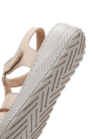 Women's Beige Leather Comfort Sandals | Derimod