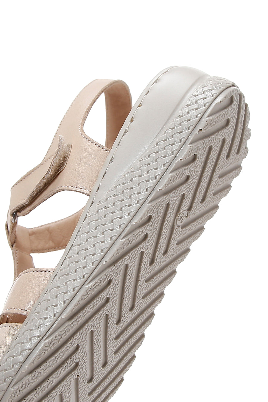 Women's Beige Leather Comfort Sandals
