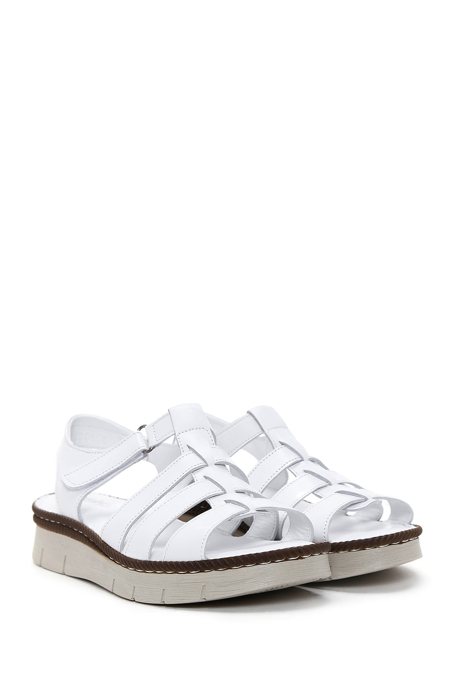 Women's White Leather Comfort Sandals