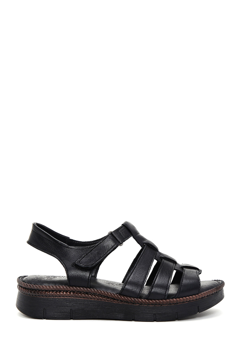 Kadın Siyah Deri Comfort Sandalet