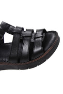 Kadın Siyah Deri Comfort Sandalet | Derimod