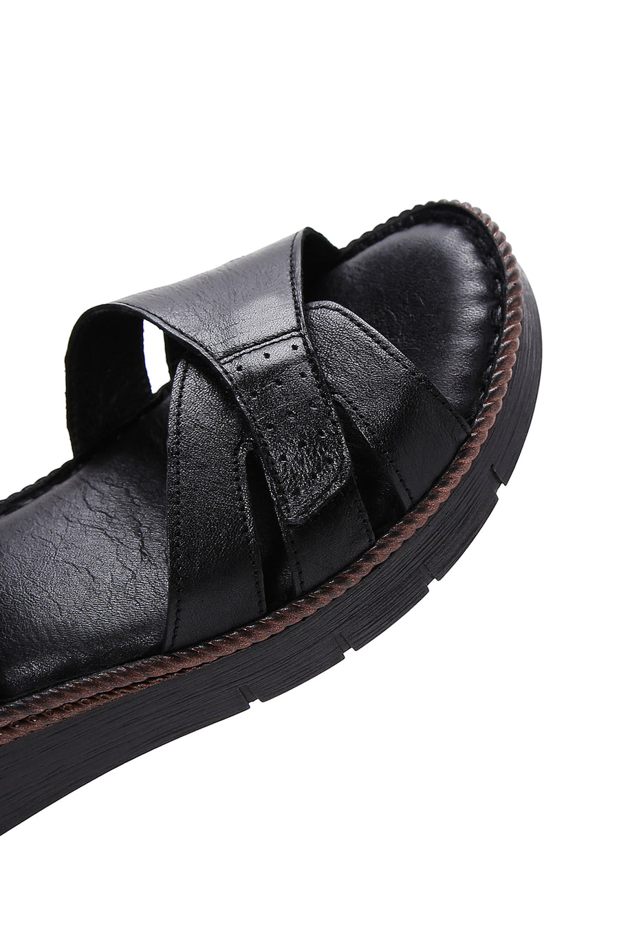 Kadın Siyah Deri Comfort Sandalet