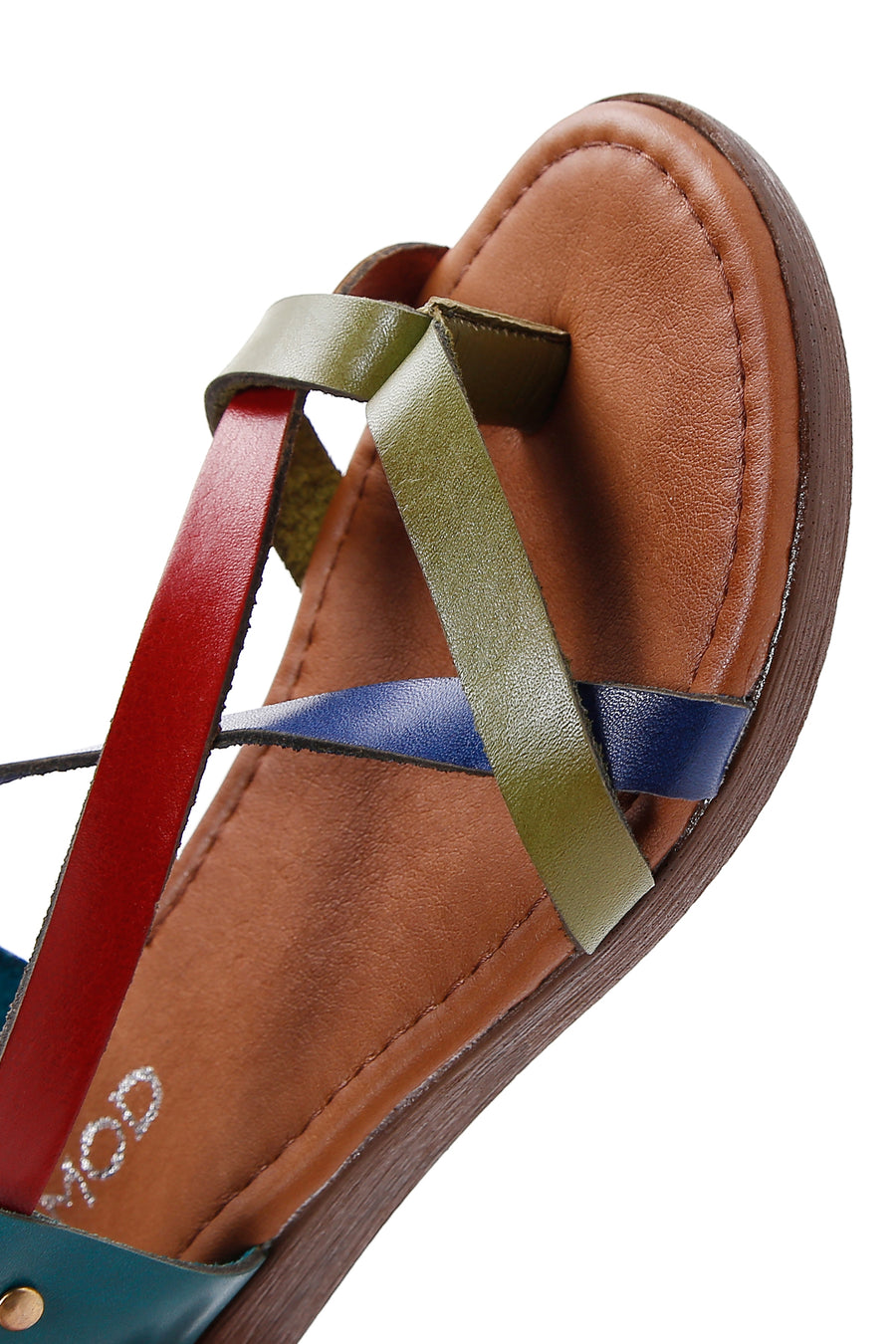 Women's Multicolored Leather Flat Bodrum Sandals