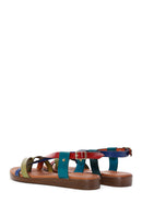Women's Multicolored Leather Flat Bodrum Sandals | Derimod