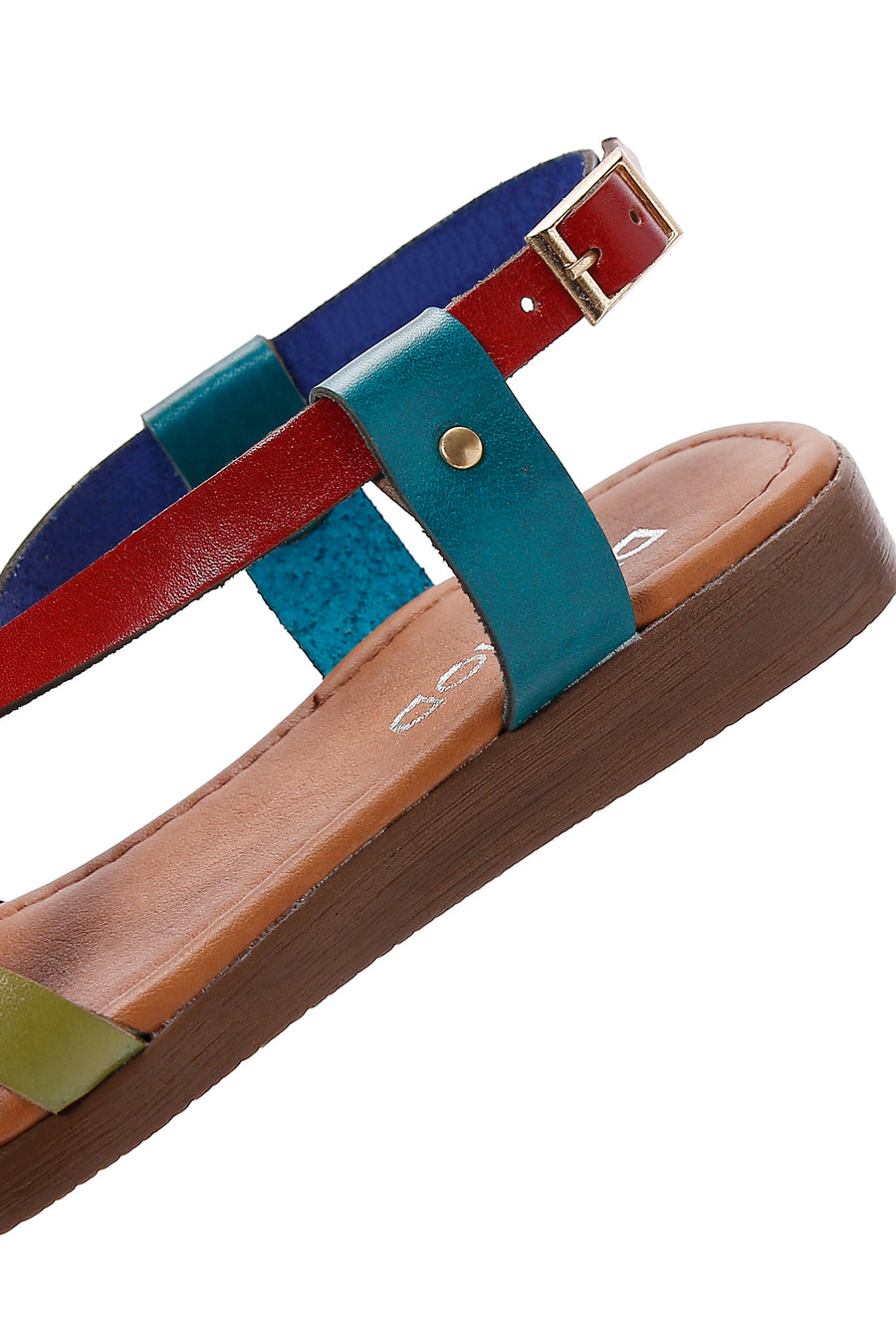 Women's Multicolored Leather Flat Bodrum Sandals