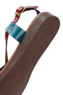 Women's Multicolored Leather Flat Bodrum Sandals | Derimod