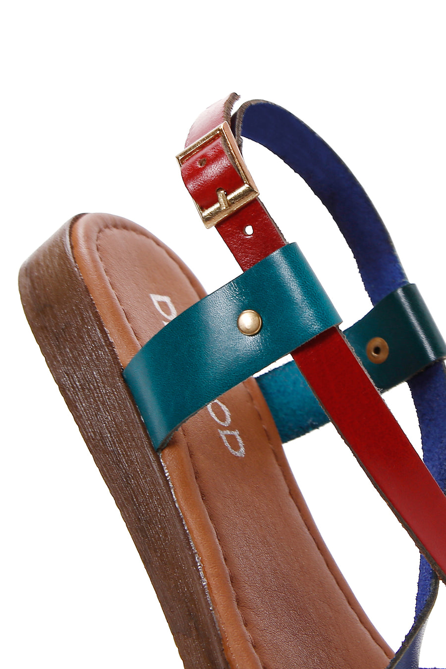 Women's Multicolored Leather Flat Bodrum Sandals