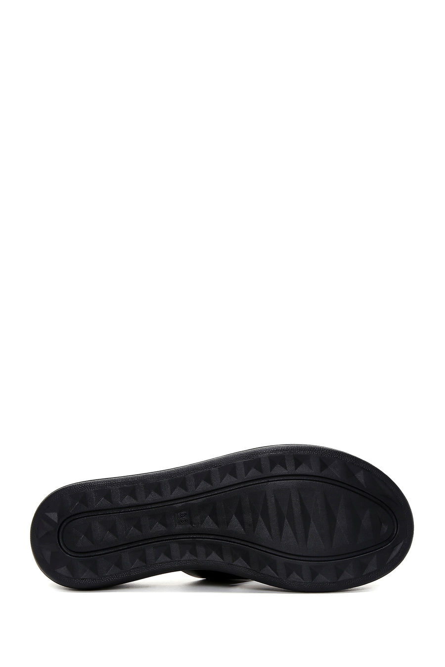 Women's Black Leather Thick Soled Slippers