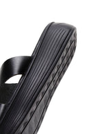 Women's Black Leather Thick Soled Slippers | Derimod