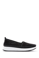 Women's Black Leather Comfort Loafer | Derimod