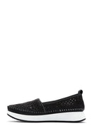 Women's Black Leather Comfort Loafer | Derimod