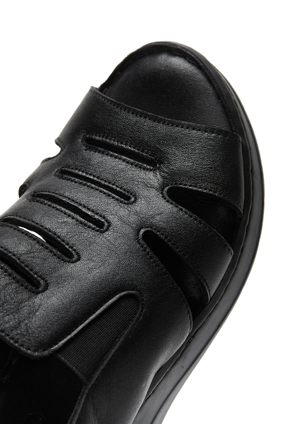 Kadın Siyah Deri Dolgu Topuk Comfort Sandalet