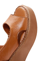 Women's Tan Leather Thick Soled Comfort Sandals | Derimod