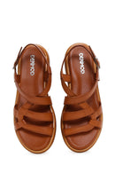 Women's Tan Leather Comfort Sandals | Derimod