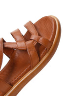 Women's Tan Leather Comfort Sandals | Derimod