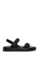 Women's Black Leather Comfort Sandals | Derimod