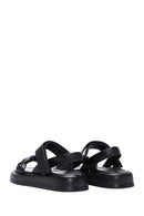Women's Black Leather Comfort Sandals | Derimod