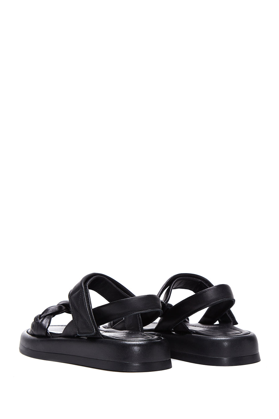 Women's Black Leather Comfort Sandals