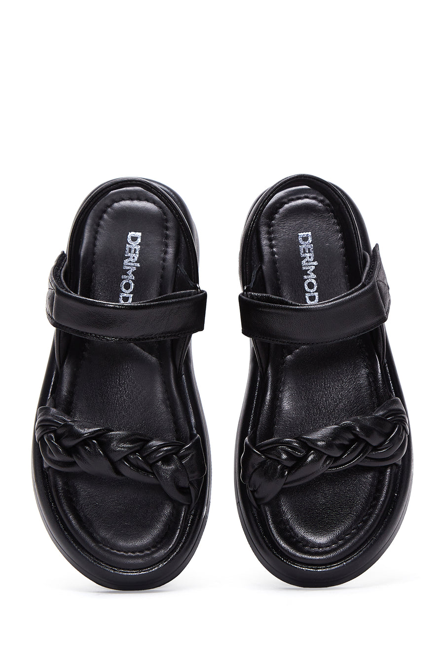 Women's Black Leather Comfort Sandals