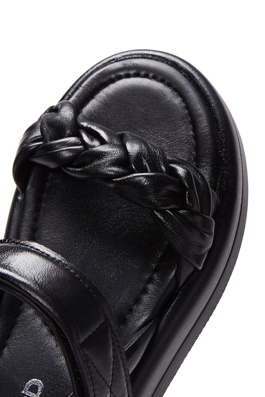 Women's Black Leather Comfort Sandals