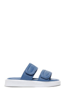 Women's Blue Leather Comfort Slippers | Derimod