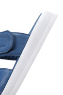 Women's Blue Leather Comfort Slippers | Derimod