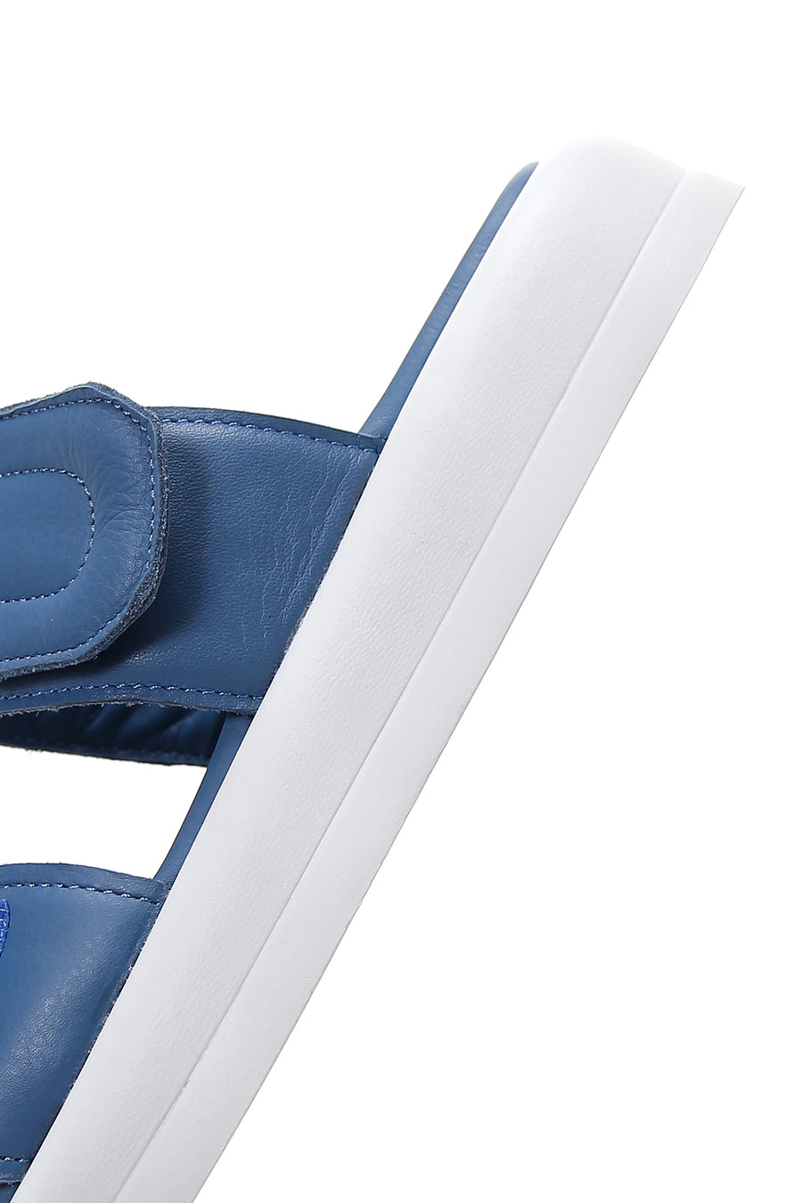 Women's Blue Leather Comfort Slippers
