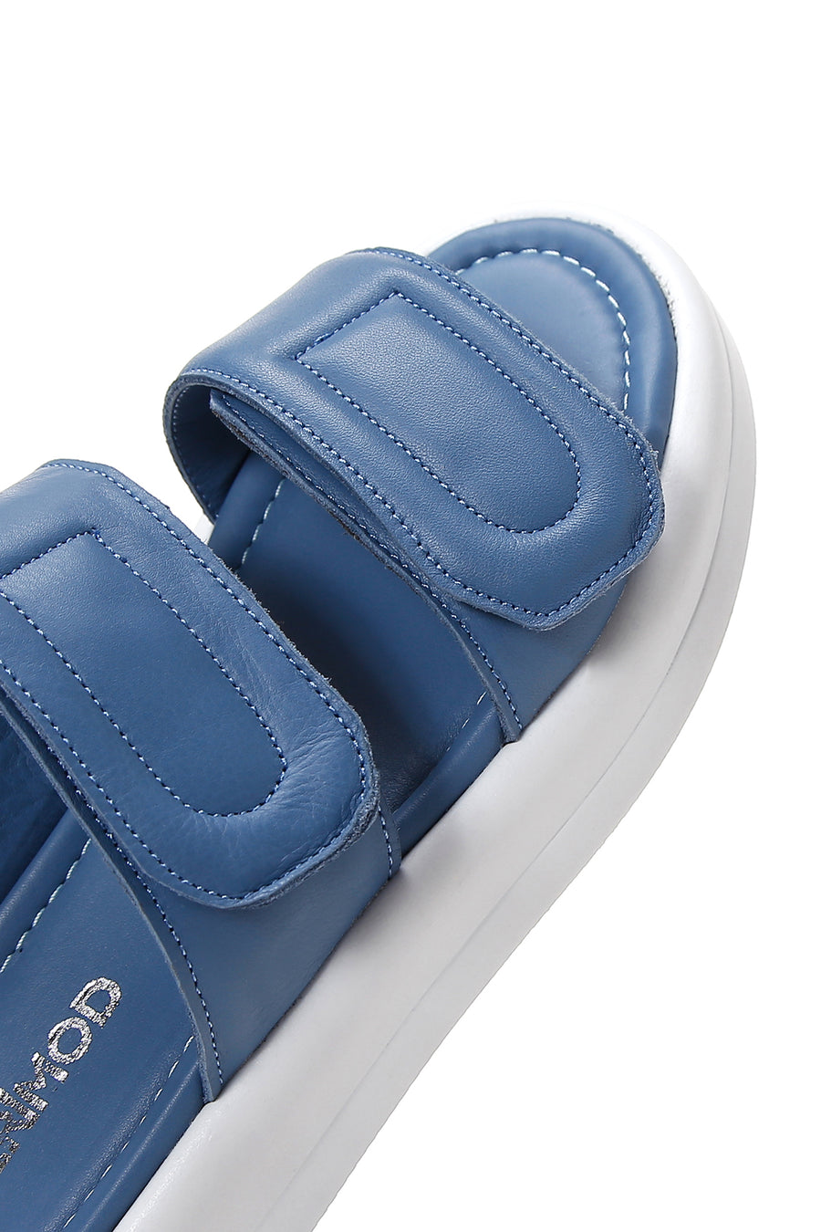 Women's Blue Leather Comfort Slippers