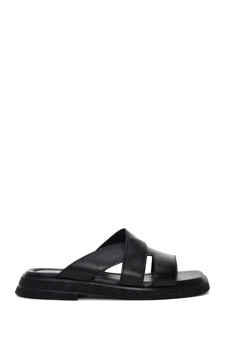 Women's Black Leather Comfort Slippers 23SFD361218 | Derimod