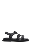 Women's Black Leather Comfort Sandals | Derimod