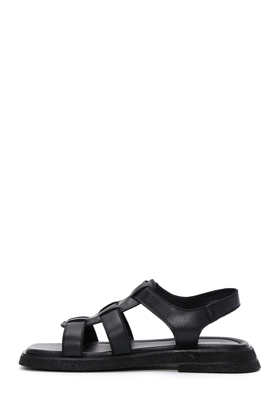 Women's Black Leather Comfort Sandals
