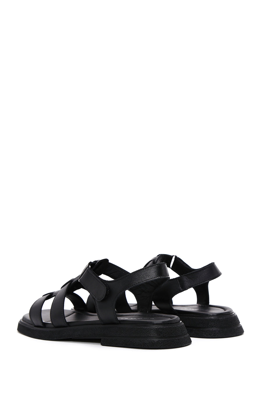 Women's Black Leather Comfort Sandals