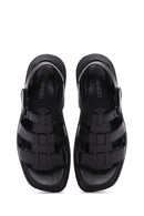 Women's Black Leather Comfort Sandals | Derimod