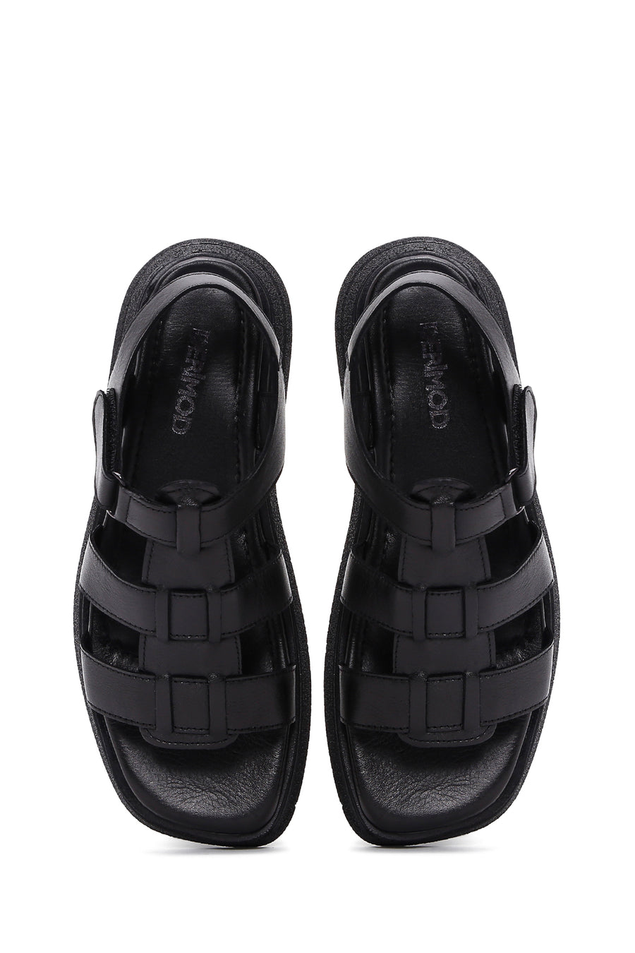 Women's Black Leather Comfort Sandals