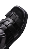 Women's Black Leather Comfort Sandals | Derimod
